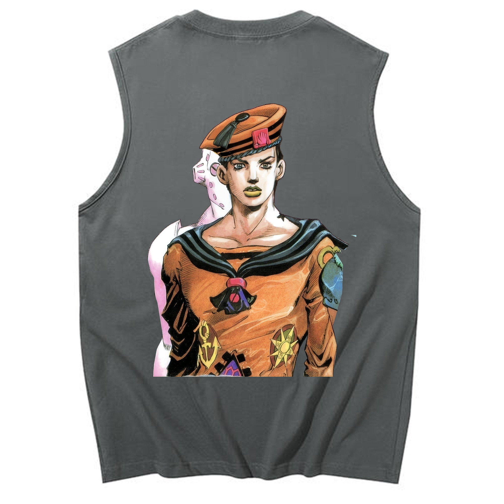 （画像用） ジョジョの奇妙な冒険 東方定助 JoJo's Bizarre Adventure Higashikata Josuke コットン100％タンクトップ（背面プリント）
